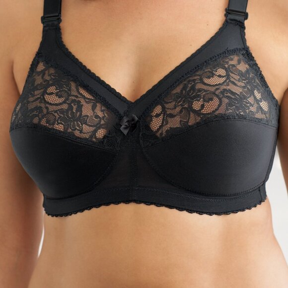 Glamorise 42F MAGIC LIFT Bra (CONVERTIBLE-STRAPS) Wireless SMOOTH-STRETCH BLACK - Picture 11 of 13